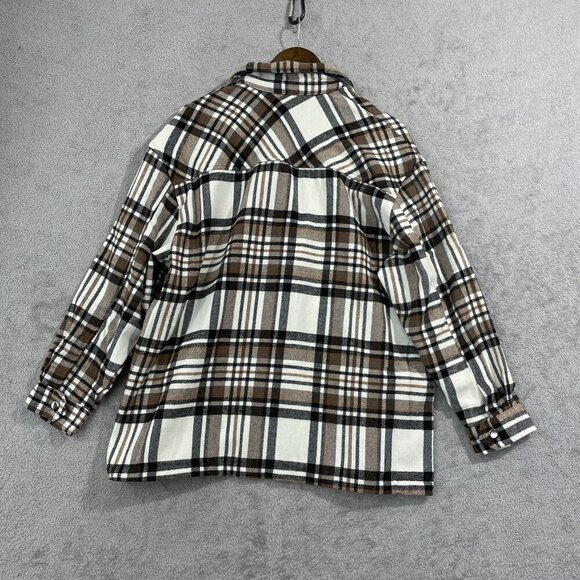 NEW Hfx Women's S Plaid Flannel Shacket S Snap Button - Picture 2 of 9